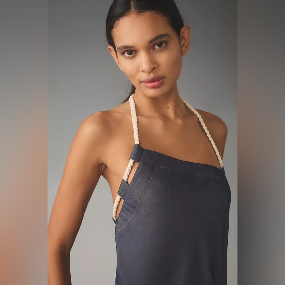 Anthropologie jean dress with rope neck detailing